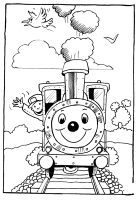 A coloring page of thomas and friends